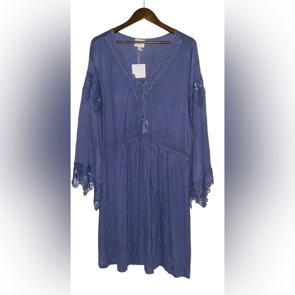 Hayden Crochet Lace Trim Bell Sleeve Dress Women XL NEW Feminine‎ Minimalist